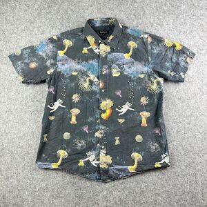 Ripndip Scuba Nerm Shirt Mens L Gray Cat Ocean Beach Surf Skater Street Button*